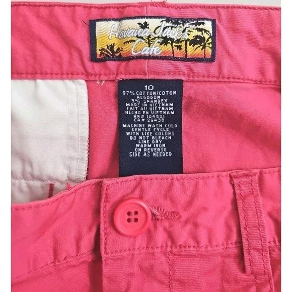 Havana Jacks Cafe ~Woman Size 10~ Coral Pink Straight Rayon High Rise Crop Pants - Picture 7 of 9